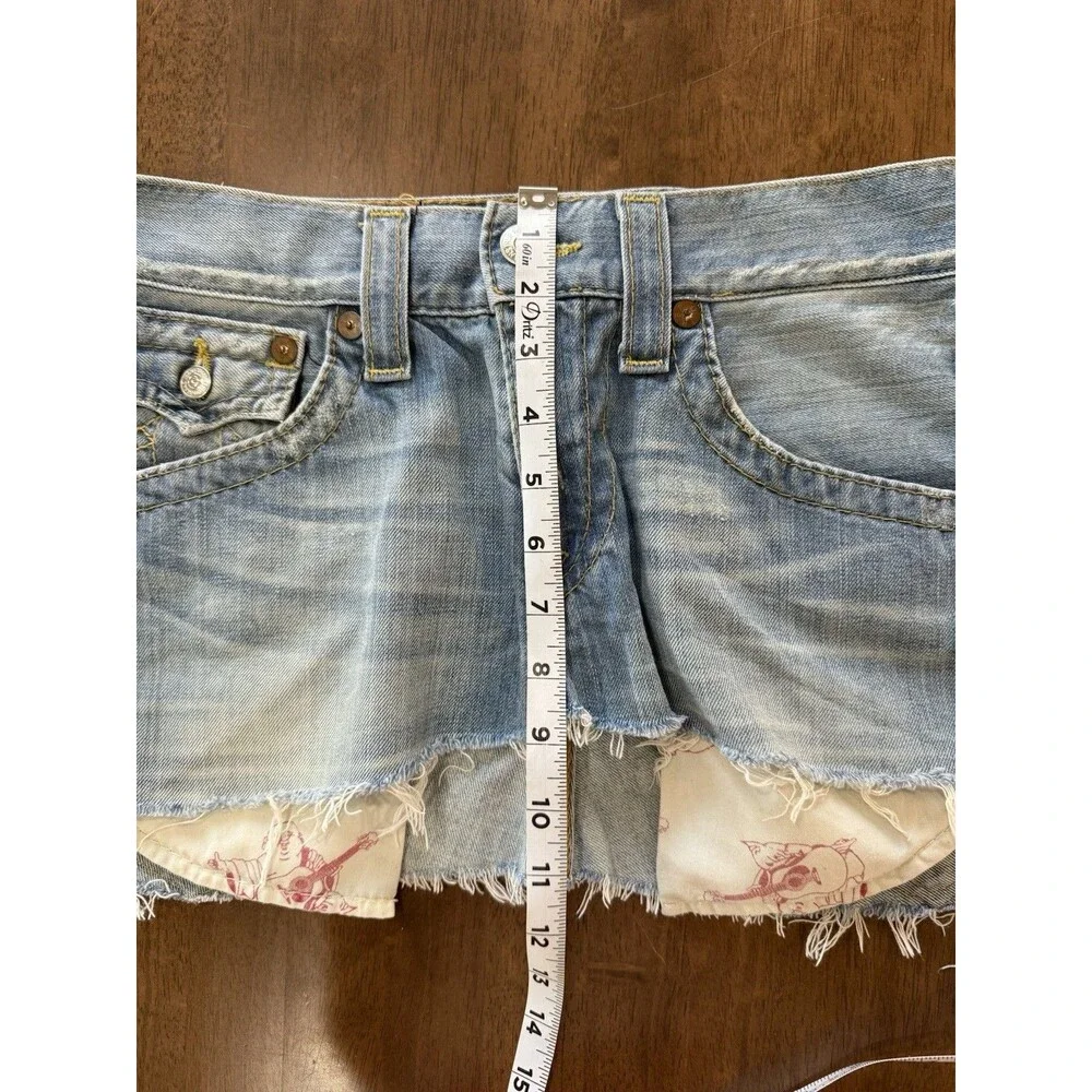Y2K True Religion Cutoff Mini Skirt Cyberpunk Rocker Denim Low Rise repurposed